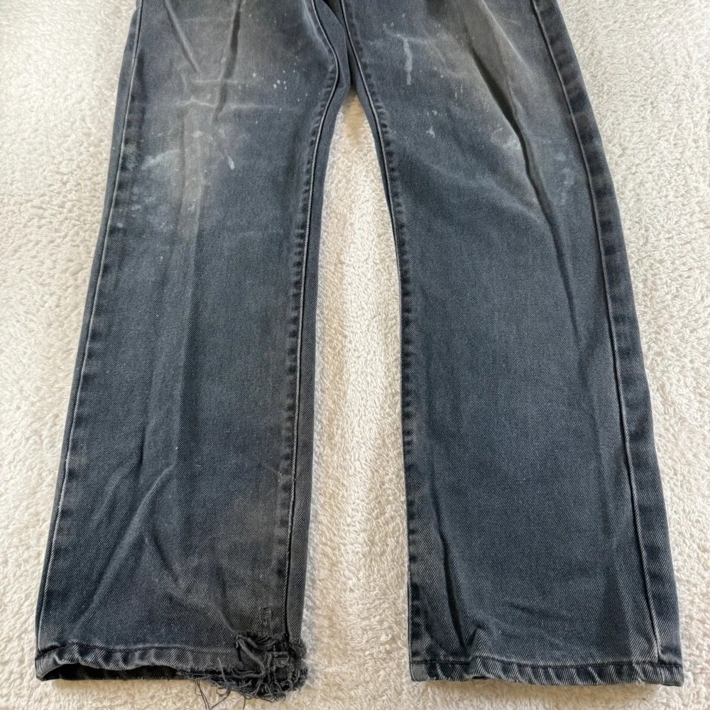Y2K Levis 501 Jeans Mens 33x32 (tag 34x32) Black Button Fly‎ Straight Distressed